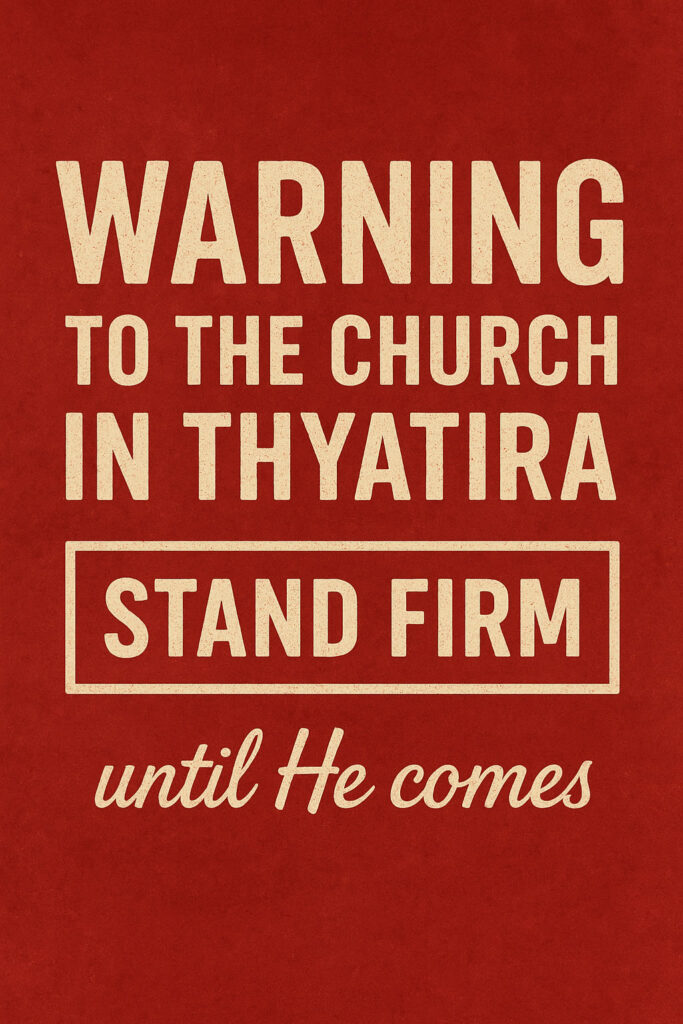 Infographic image warning to the church in Thyatira.